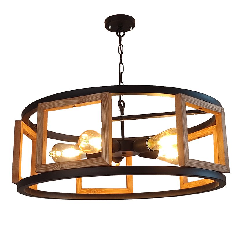 آویز پنج شعله چوب و فلز رهام نور، مدل R-517